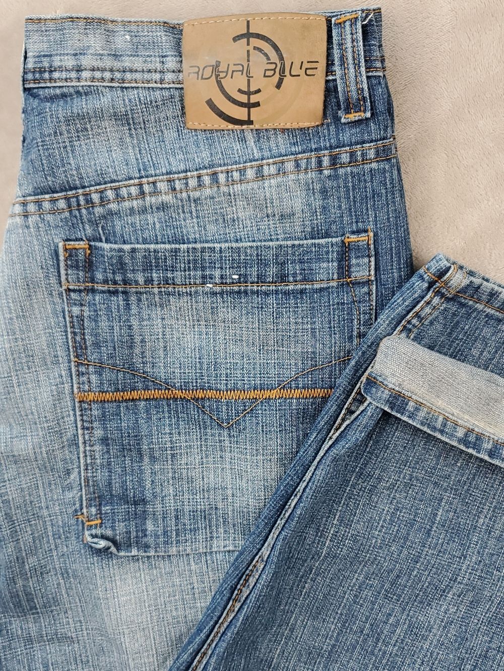 Royal Blue | Men's Size 34x30 | Y2K Acid Wash Straight Leg Jeans | Light Blue